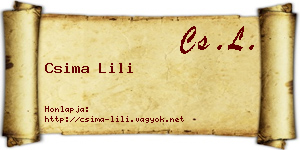 Csima Lili névjegykártya